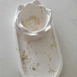 White and Gold Decorative Tray Set